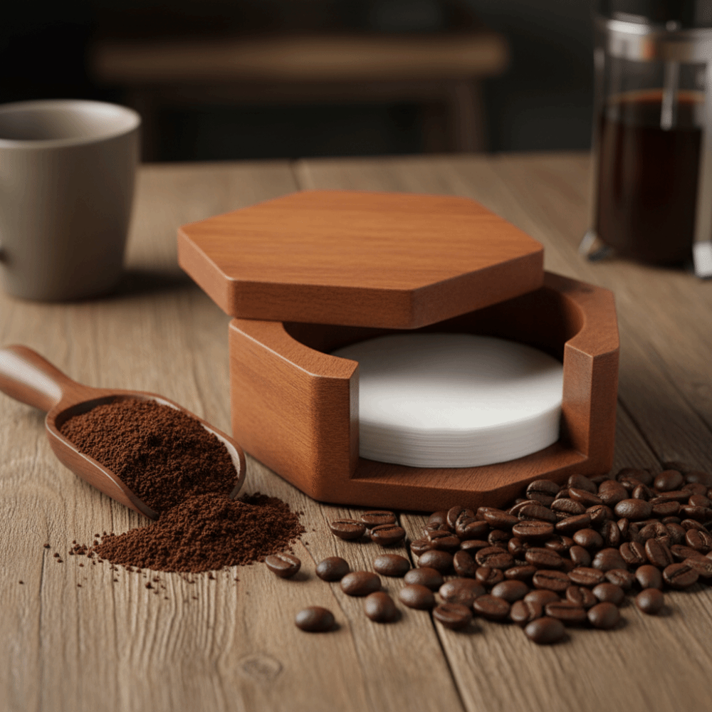 Solid Wood Hexagonal Coffee Fi - огляд і ціна Coffee Equipment Organizer